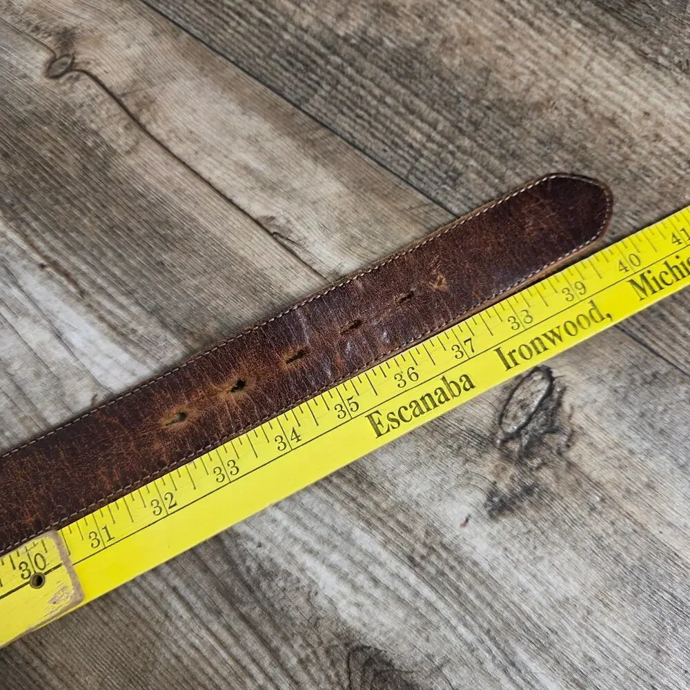 Vintage Brown Leather Blank Distressed Western Cowboy No Buckle